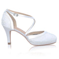 Isobel ivory lace platform court shoes