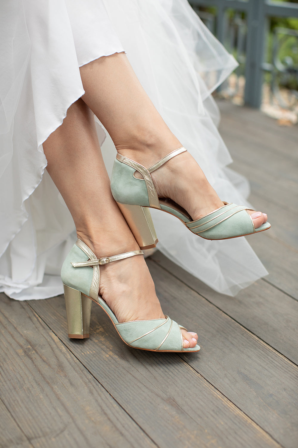 Lauren mint green asymmetric sandals