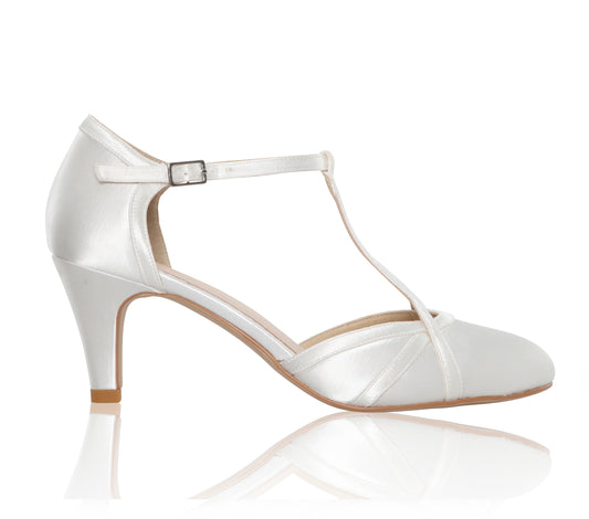Belle ivory t-bar wedding shoes