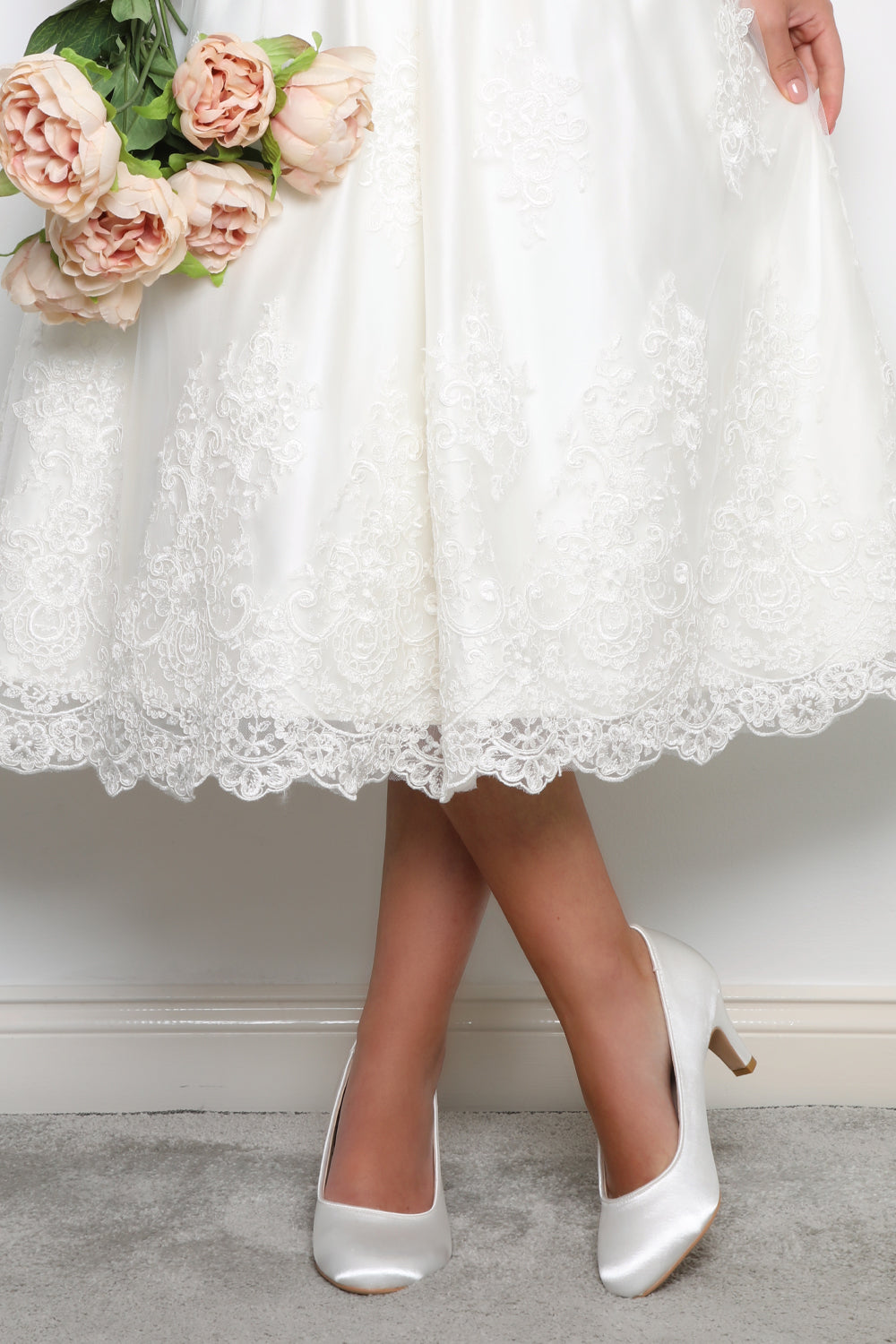 Erica ivory satin court shoe