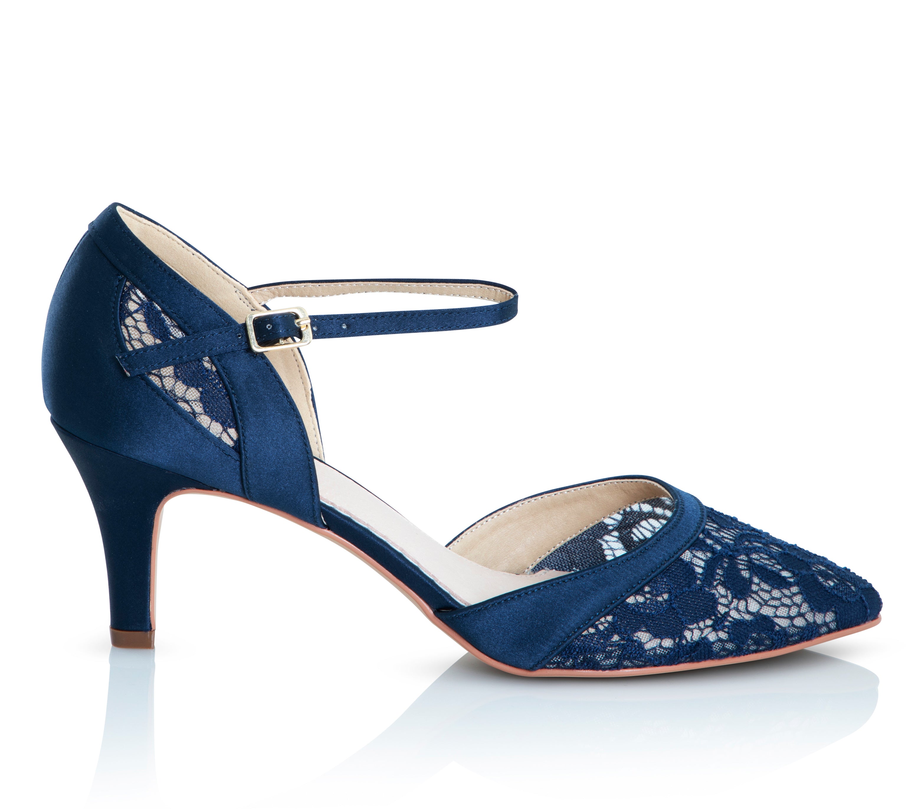 Mid heel navy hot sale court shoes uk