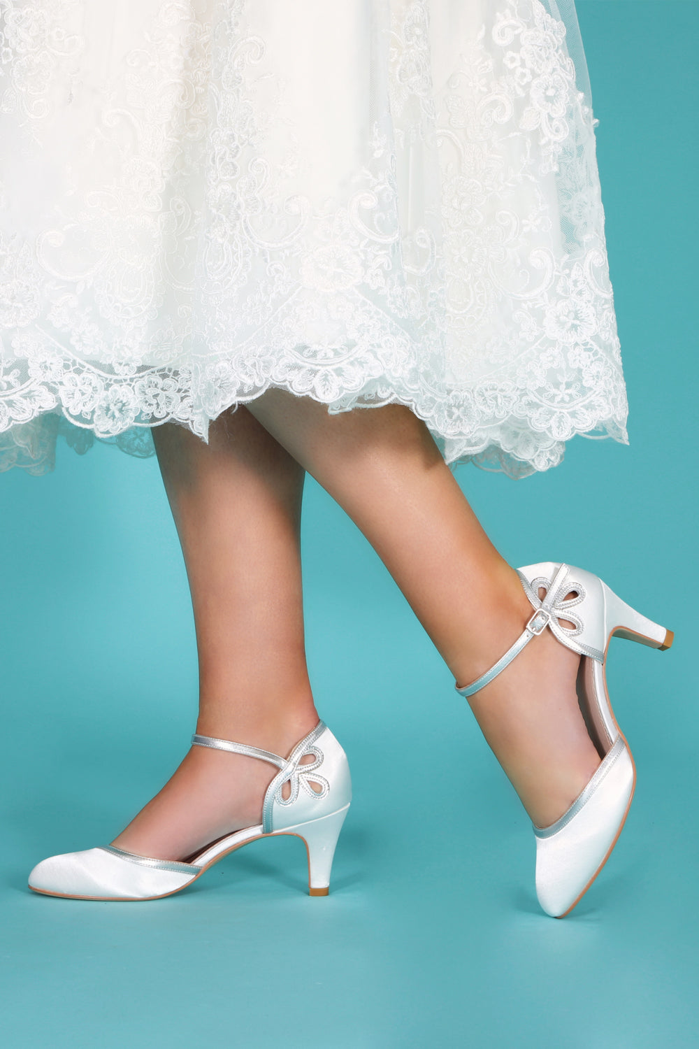 Nina ivory satin back detail shoes