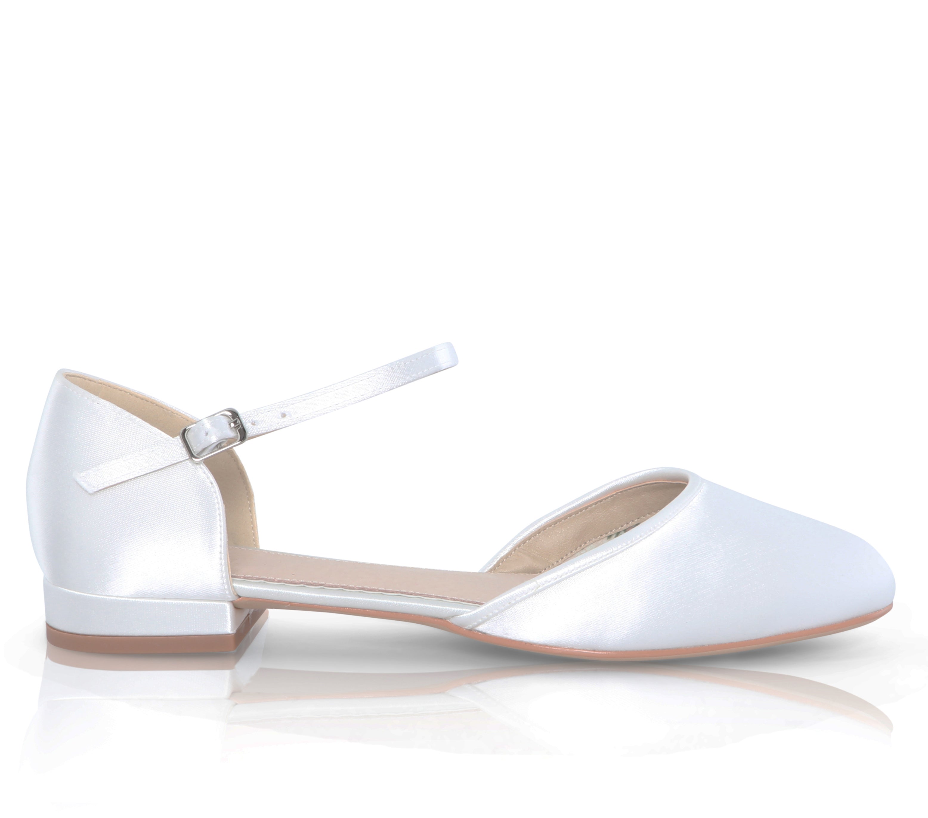 Verity ivory satin flat wedding shoes