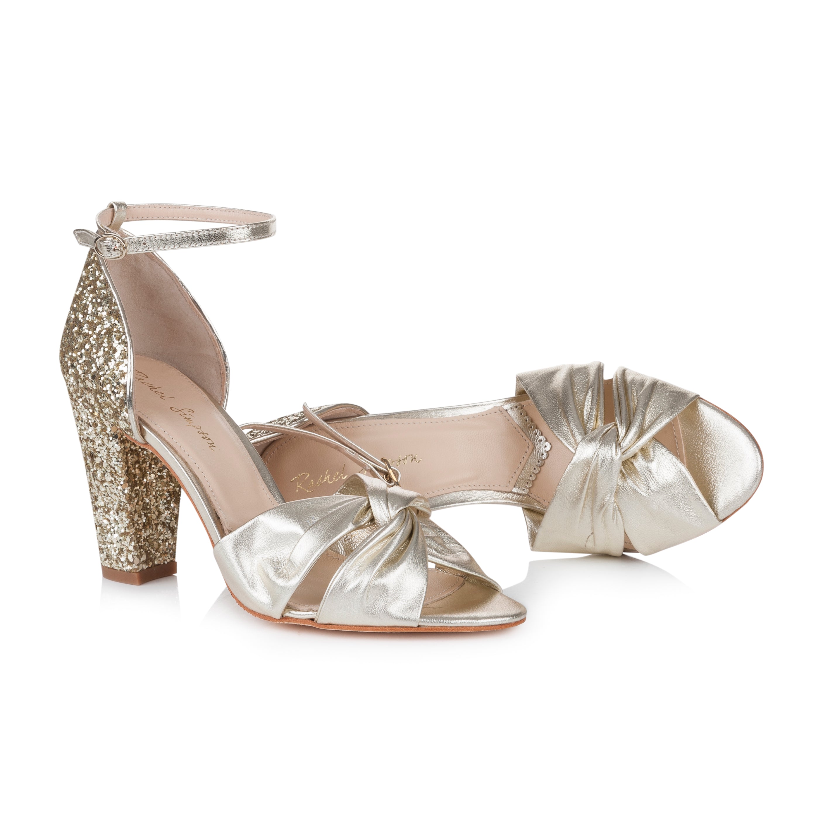 Candyfloss gold glitter block heels