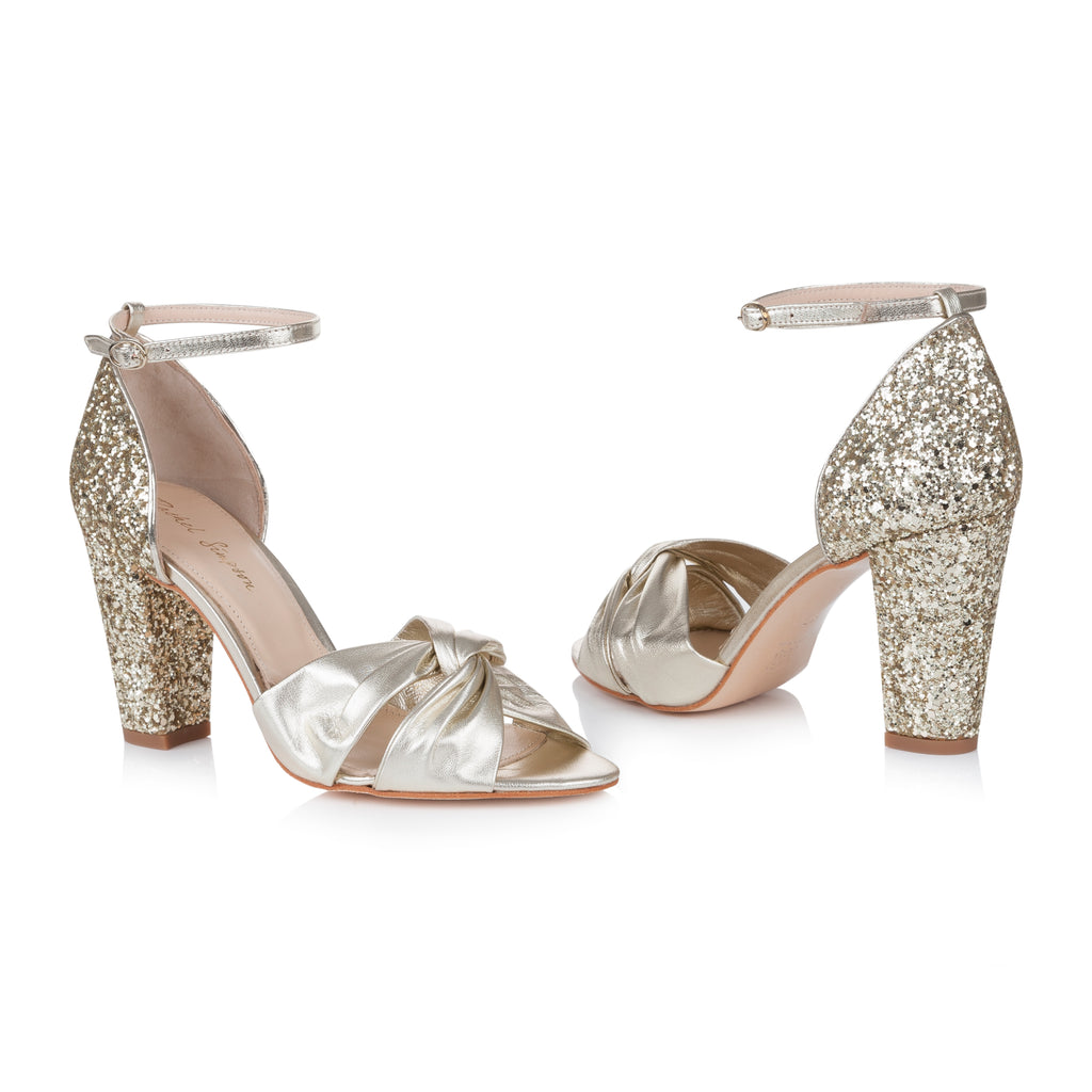 Candyfloss gold glitter block heels