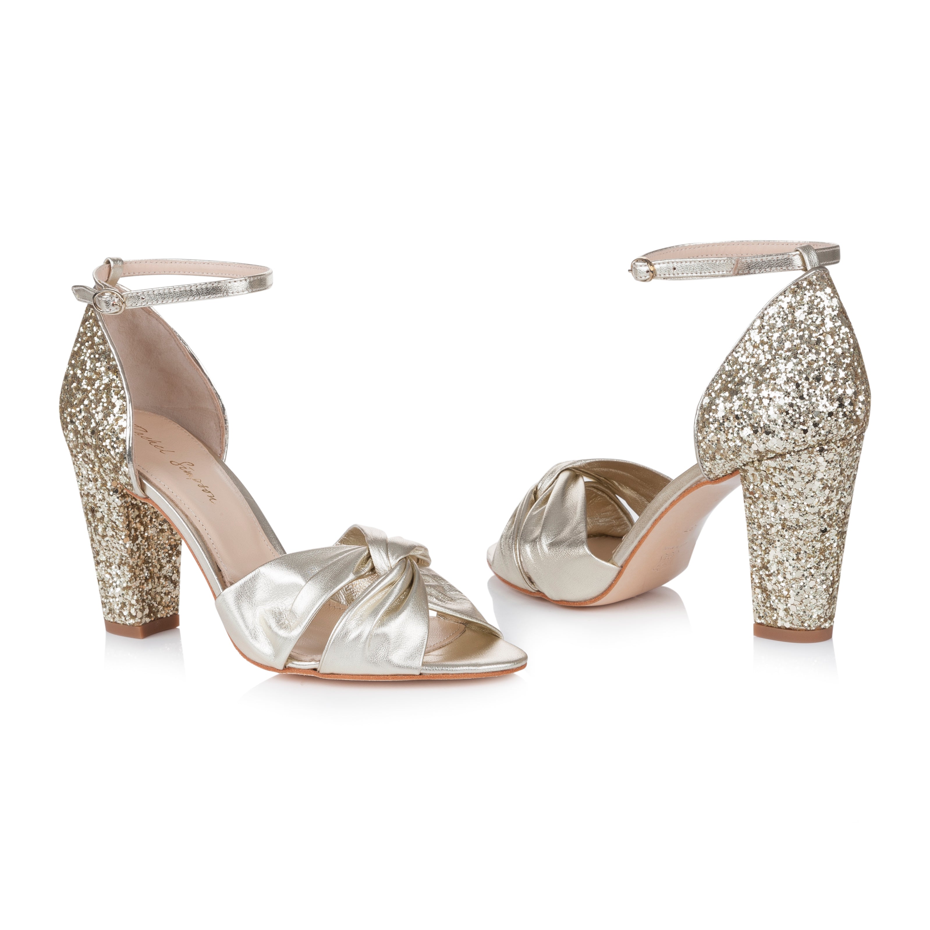 Candyfloss gold glitter block heels