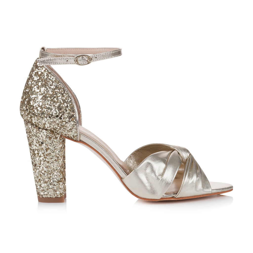 Candyfloss gold glitter block heels