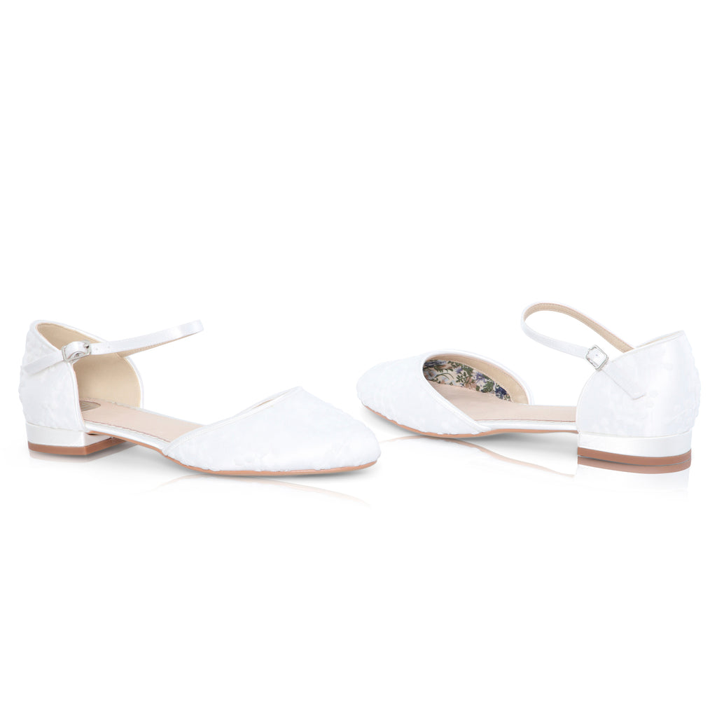 Verity ivory lace flat wedding shoes